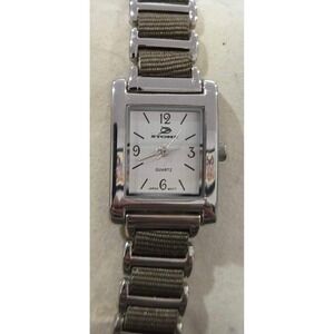 Stone Quartz Japanese Movement Women's Rectangle Face Watch Silver‎ Tone Band